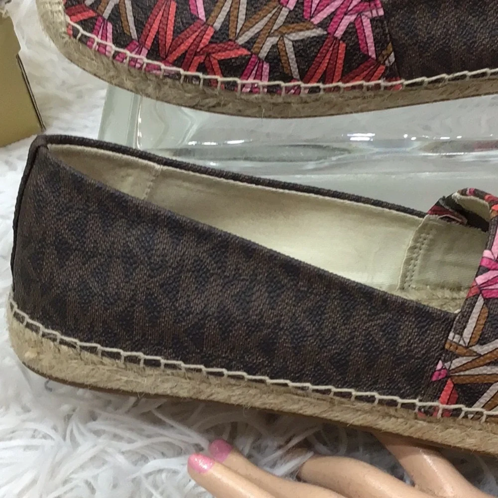 Michael Michael Kors Kendrick Vibrant Pink and Brown Espadrilles 8.5